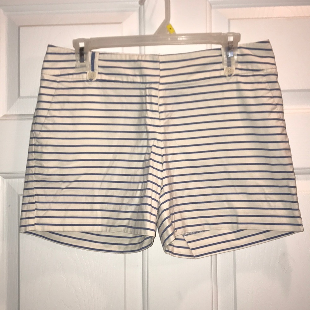 Blue and white striped shorts